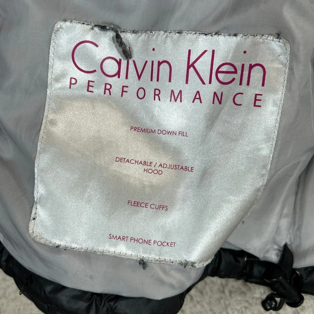 Calvin Klein Performance Womens Black Down Puffer Jacket Detachable Hood Missing